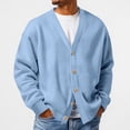 thumbnail image 3 of Havenx Mens Cardigan Sweater Waffle Knitted Button Up Sweaters V Neck Long Sleeve Textured Cardigans Casual Lightweight Relaxed Fit Outwear,Light Blue XL, 3 of 6