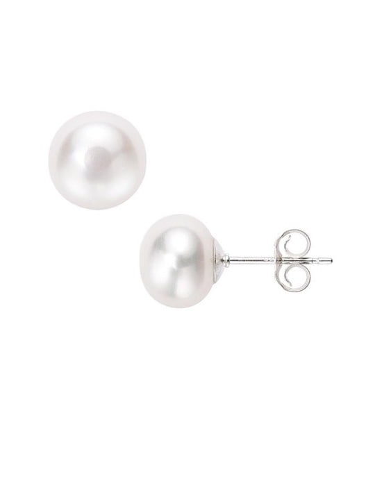 Pearlyta - Pearlyta White Button Freshwater Cultured Pearl Earrings on Sterling Silver - AAA Quality (9-10mm) - Fine Jewelry Gift for Women/Teens