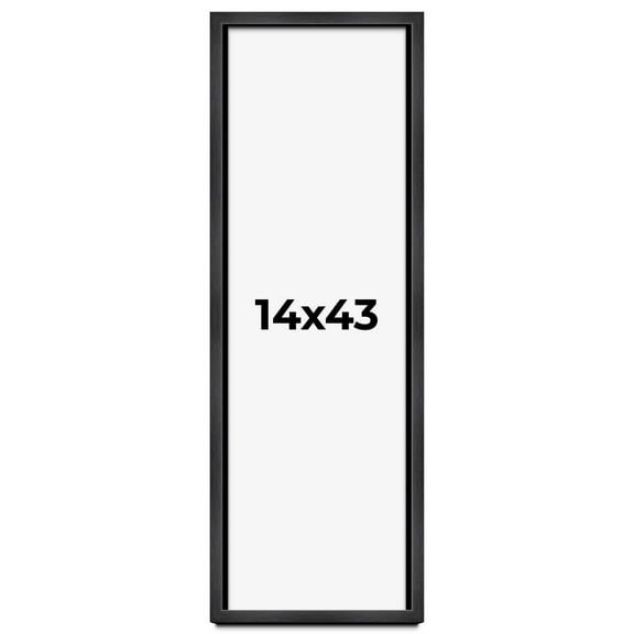 14x43 Frame Black Charcoal Grey Wood Textured Picture Frame | 0.75 Inch Moulding Width | Gunmetal