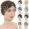 thumbnail image 2 of Windfall Women鈥檚 Pleated Turban Leopard Prints Elastic Floral Head Wrap Chemo Cap Hair Loss Hat Sleep Cap Bonnet, 2 of 2