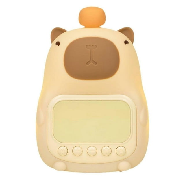 Capybara Night Light with Digital Clock, Silicone Animal Night Light Rechargeable Tabletop Decoratio