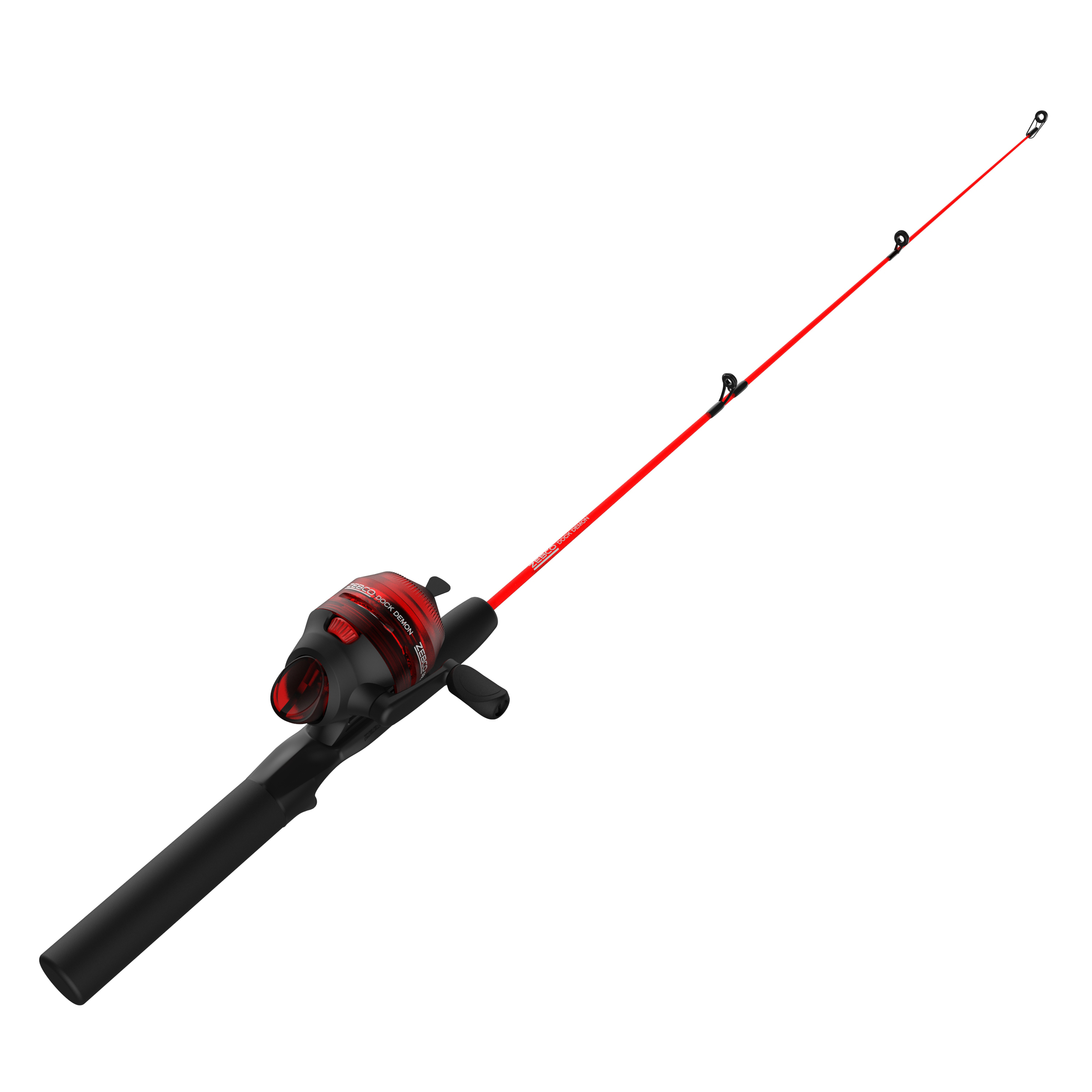 Zebco Dock Demon Spincast Combo, 30" 1 Piece Fishing Rod, Red
