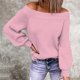 thumbnail image 2 of Moda mujer Color sólido manga larga Pullove fuera del hombro camisa suéter Tops Pompotops FGAJ20264, 2 of 6