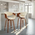thumbnail image 2 of Curvini Mid-Century Modern Counter Stool in Walnut Wood and Cream Fabric by LumiSource - Set of 2, 2 of 9