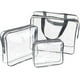 thumbnail image 1 of Rewera - Bolsas de viaje grandes transparentes de 3 piezas para artículos de tocador, bolsas de maquillaje y cosméticos de plástico transparente impermeables, bolsas de almacenamiento y organizadores, 1 of 7