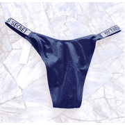 Large New VICTORIAS SECRET Shine Strap Brazilian Bikini Bottom Swim Panty Black