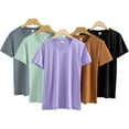 thumbnail image 3 of FLMEI Short Sleeve T-Shirt for Women's Solid Color Tees Tops Womens Cotton Summer Loose Tee Shirt S-XXXL, 3 of 9