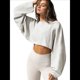 thumbnail image 3 of Sudaderas de Larga con Globo para Mujer, Sudaderas , Cuello Redondo Extragrande Gris L, 3 of 8
