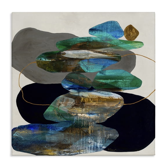 Stupell Industries Contemporary Organic Rock Shapes Pattern Blue Canvas Art, 17 x 17, by Ruth Fromstein