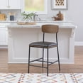 thumbnail image 3 of Linon Ryder Counter Stool Espresso Faux Leather Padded Seat Steel Frame in Black, 3 of 13