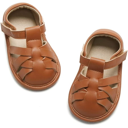 Baby Toddler Girls Boys Sandals - Soft Rubber Sole Leather Baby Walking Shoes(Infant/Toddler)