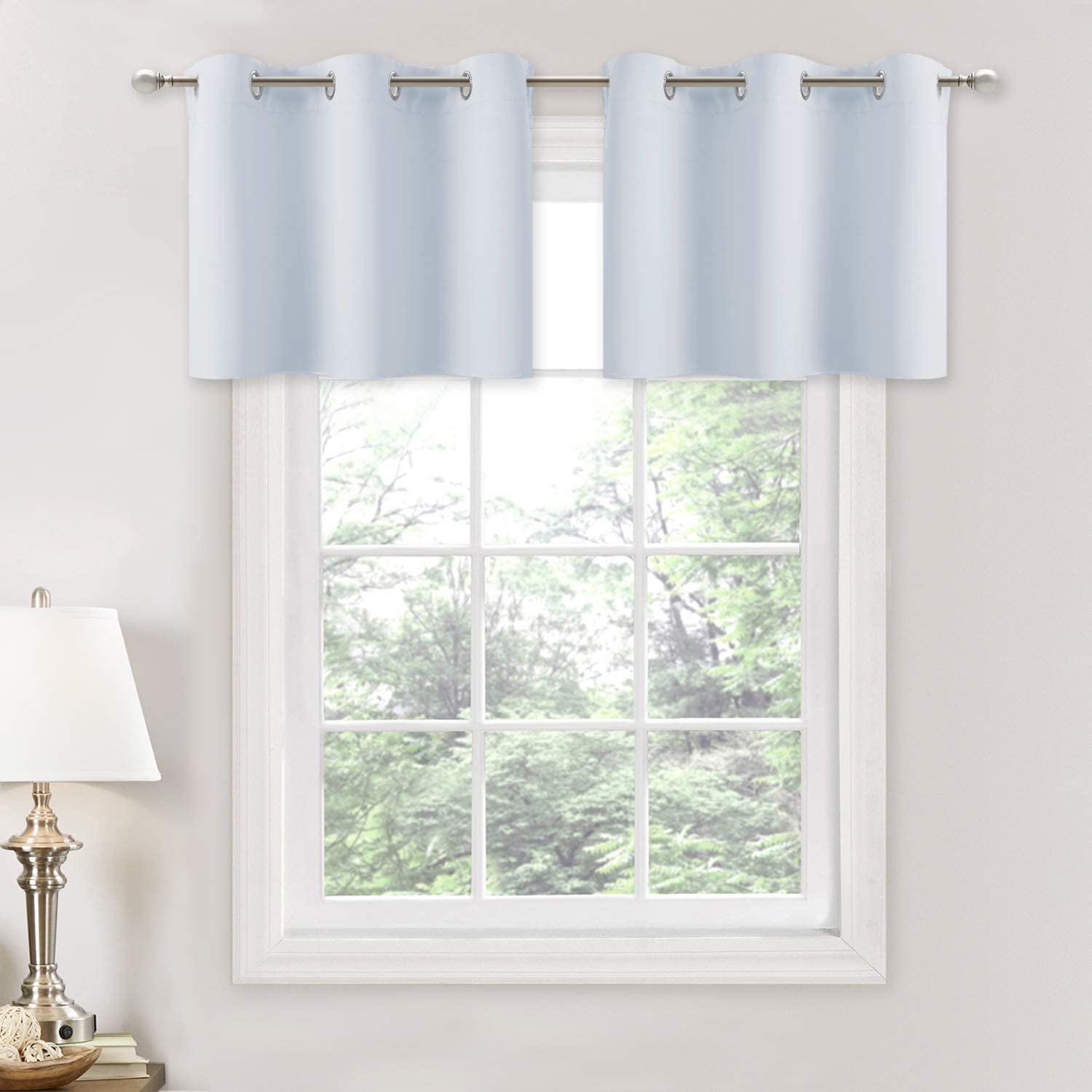 NICETOWN Sheer Window Valances for Decoration Linen-Like Privacy Protecting Casual Bedroom Window Tier Draperies W52 x L36, Dark Grey, 2 Pcs