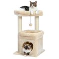 thumbnail image 1 of Árbol para gatos pequeño, torre de varios pisos con rascador recubierto de sisal, apartamento acogedor y percha para gatos, color beige, 1 of 8