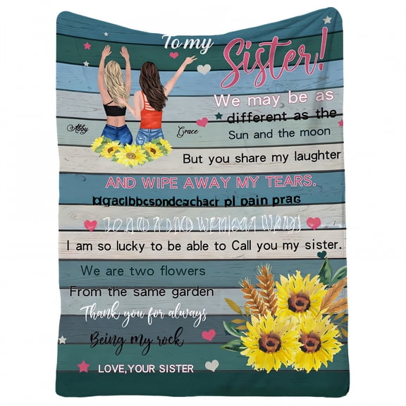 AUQ Throw Blanket,Sistership Theme Blanket Bed Throw Blanket,Warm Flannel Feel Soft Throw Blanket,Style1,60*80in