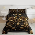 thumbnail image 2 of Homewish Female Men Women Luxury Floral Rose Bedding Comforter Set 2pcs,Vintage Chic Flowers Twin Comforter Sets Microfiber,Black Golden Breathable Bedding Set,Microfiber Bedroom Decor, 2 of 8
