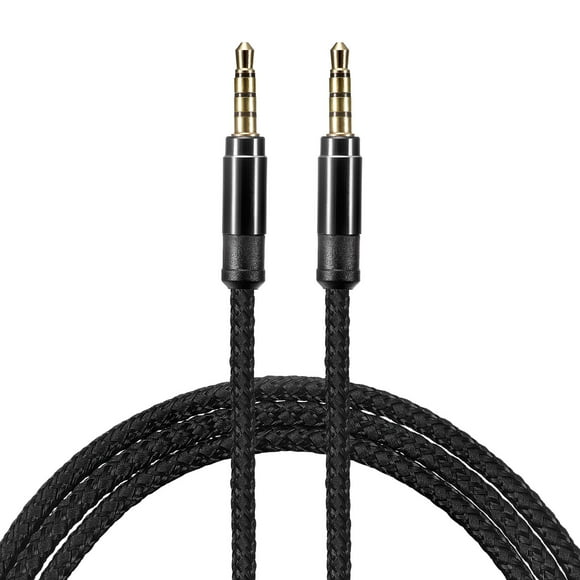 Cable Auxiliar 3,5mm Unique Bargains Nylon Trenzado Negro 5 Pies