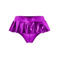 thumbnail image 3 of Miaeowve Womens Shiny Metallic Mini Skirt Pleated Hem Disco Hot Pants For Rave Party Night Club Purple M, 3 of 5