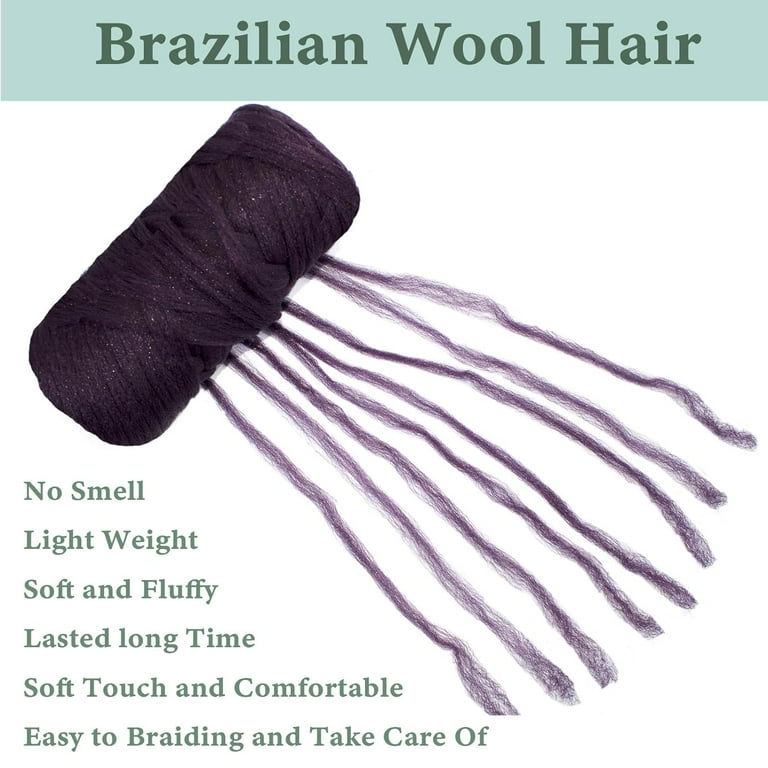 2/3/4 Roll Natural Black Brazilian Wool Hair Yarn for Jumbo Braids