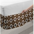 thumbnail image 2 of Chocolate Bed Skirt, Brown Toned Ancestral Batik Pattern with Floral Indonesian Motifs, Elastic Bedskirt Dust Ruffle Wrap Around for Bedding Decor, 4 Sizes, Dark Brown White Brown, by Ambesonne, 2 of 2