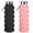 Black Pink Set, variant on Collapsible Water Bottles 16oz, Reuseable BPA Free Silicone Foldable Water Bottles with Carabiner for Travel Camping Hiking - Black