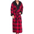 thumbnail image 1 of GFDYREE Men's Warm Fleece Robe with Hood, Plaid Big and Tall Bathrobe, 1 of 7