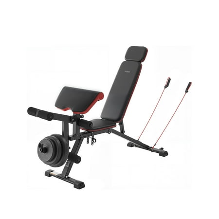 VEVOR Weight Bench,800lbs Adjustable Weight Bench Press for Full Body Workout, Exercise Sit up Bench for Home Gym Strength Training, Flat Bench with with Leg Extension, Preacher Pad, Fast Adjustment