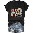 thumbnail image 3 of VNKIDY Women's T-Shirt Letter Graphic V Neck Tees Short Sleeve Crewneck Lightweight Relaxed Fit Top For Casual Daily Outdoor Activities Leisure Top, 3 of 3
