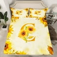 thumbnail image 2 of jejeloiu Girls Personalized Gifts Full Size Sheets,Gold Letter C Bed Sheets,Natural Flower Sunflower Sheet Sets For Princess,Lightweight Room Decoration,4 Pieces, 2 of 7