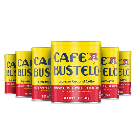 (6 pack) Cafe Bustelo, Espresso Style Dark Roast Ground Coffee, 10 oz Can