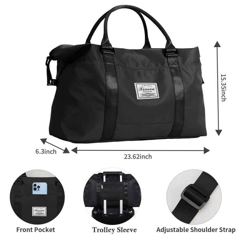 Black Duffel Bag, Holdall Bag, Leather Gym Bag