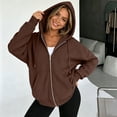 thumbnail image 2 of ASDFVBKG Oversized Hoodies For Women Zip Up Sweatshirt Fall Winter Pockets Loose Fit Outerwear Coffee L, 2 of 6