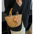 thumbnail image 5 of Kukuzhu Women Straw Mini Tote Bag Cute Colorful Flower Beach Handbag Summer Woven Handmade Elegant Travel Purse, 5 of 7