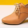 thumbnail image 5 of WomeWomen's Closed Toe Lace-Up Chunky Pumps Low Block Point Toe Heels Dress Classic Vintage Oxfords Shoes, 5 of 6