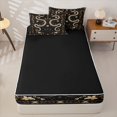 thumbnail image 4 of Feelyou Boho Snake Zipper Twin Comforter Sets with Fitted Sheet and 2 Pillowcases, Hippie Floral Moon Stars Zipper Bedding Set, Black Beige, Black Reversible, 4 Pieces, 4 of 7