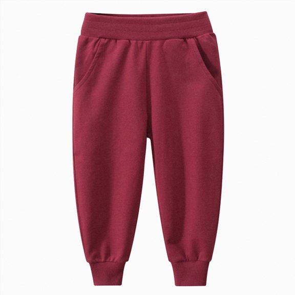 kpoplk Boys' Cargo Sweatpants Kids Casual Joggers Pants with Pockets Elastic Waist Track Cuffed Athletic Pant(Red,3-4 Y)