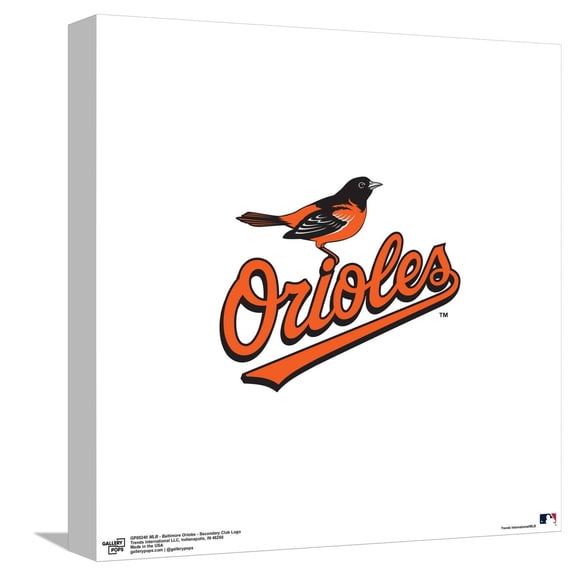 Gallery Pops MLB Baltimore Orioles - Secondary Club Logo Canvas Wall Art, Unframed Version, 12" x 12"