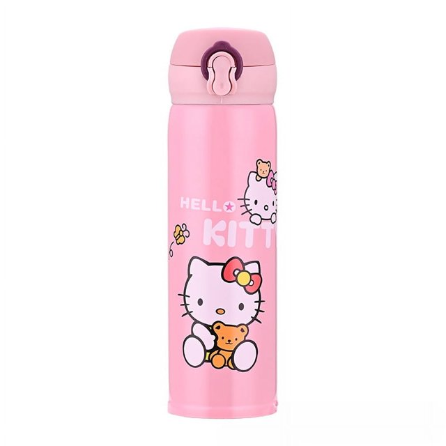 Sanrio-taza térmica de dibujos animados Kawaii Kuromi Cinnamoroll Melody, botella de agua deportiva portátil al aire libre, botella de acero inoxidable al vacío