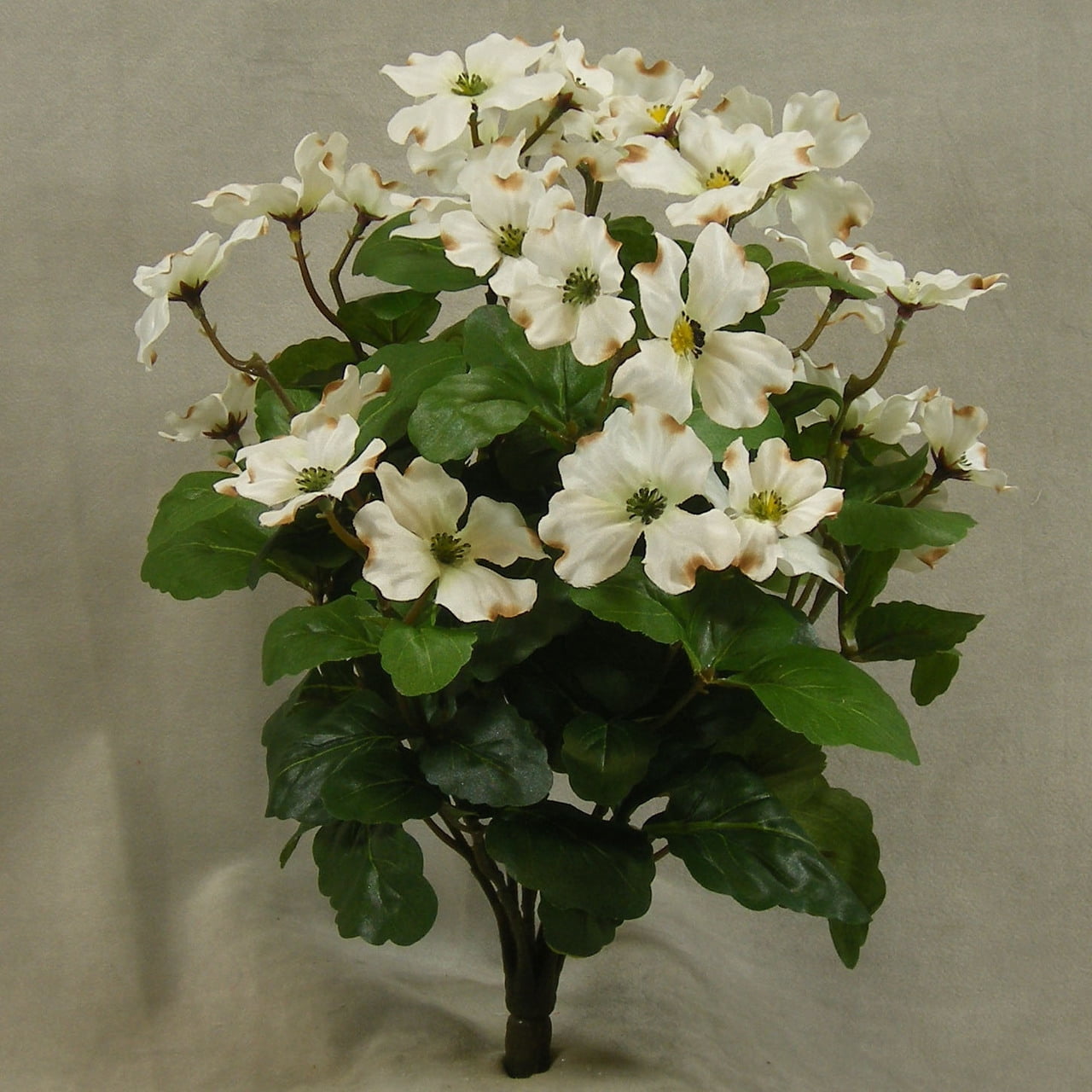 1 Pc, 16 Inch Tall Dogwood Bush 15 Stems Of Silk Cream Dogwood Blooms