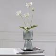 thumbnail image 6 of VECELO 7.48 inch High Clear Vase, Ribbed Glass Vase, Crystal Glass Flower Vase For Modern Farmhouse, Decorative Vases Flowers, Ideal For Shelf, Entryway Decor, Grey, 6 of 8