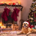 thumbnail image 2 of TETOU 18.9" Velvet Christmas Stockings, Extra Thick Large Bow Velvet Christmas Stockings for Fireplace Family Holiday Christmas Party Decorations(Burgundy), 2 of 7