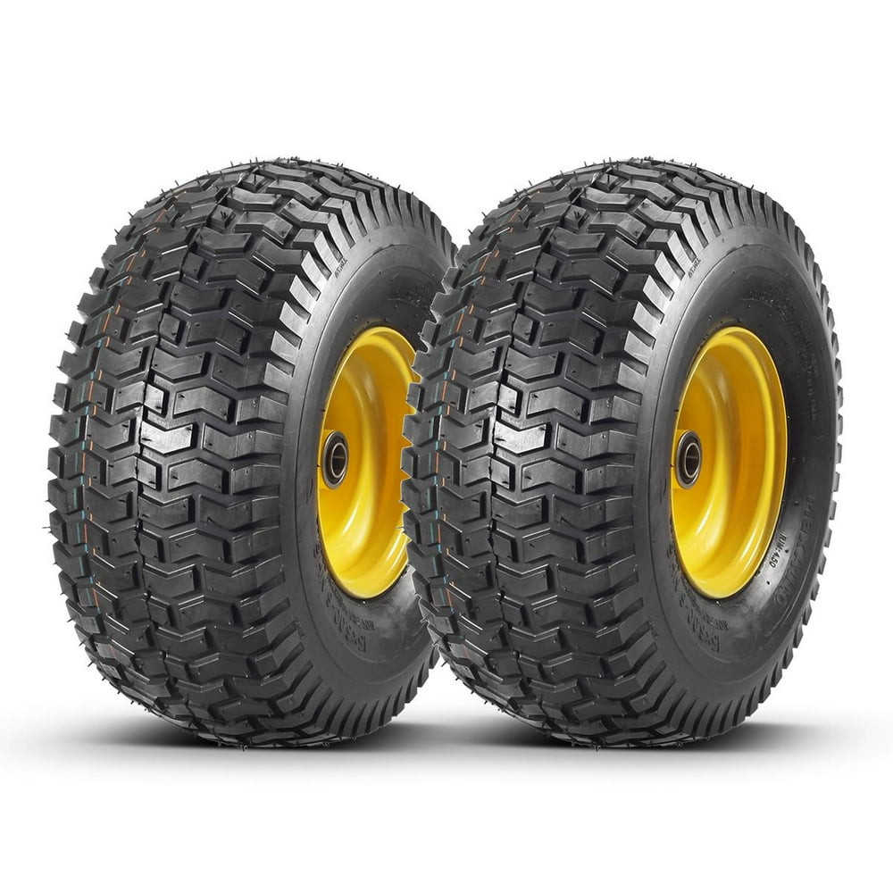 2 Pcs Lawn Mower Tires 15x6.00-6 with Wheel for Riding Mowers, 3