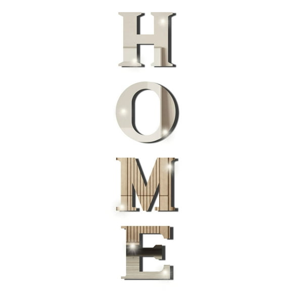 Set of 4 Home Sign Letters Wall Sign 20x22CM DIY Decorative Wall Art Decor Acrylic Mirror Wall Stickers Modern Decoration for Living Room Bedroom Kitchen