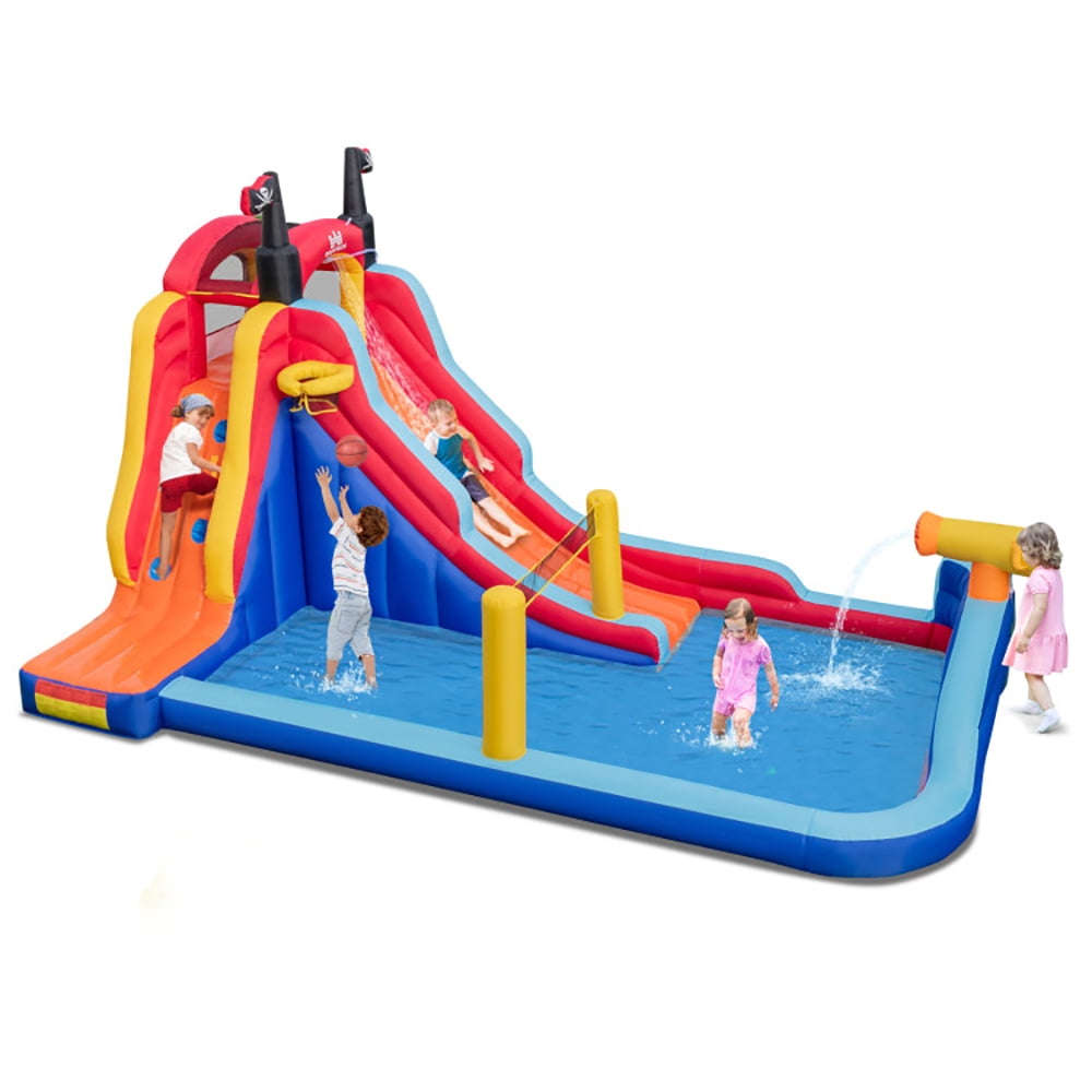 Aimee Lii 5-in-1 Inflatable Bounce House with 2 Water Slides and Large Splash Pool Without Blower, Kids Water Park Bounce House