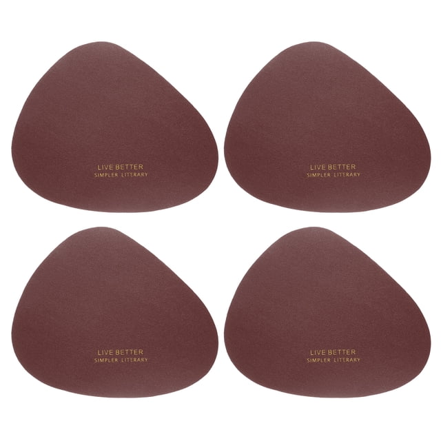 4 Piezas de Posavasos de Cuero, Posavasos Irregulares para Mesa de Café, Regalos de Inauguración de Casa (5.3 x 4.3 Pulgadas, Rojo Vino)