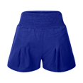 thumbnail image 3 of Women's Summer Solid Color Pocket High Waist Elastic Waist Wide Leg Casual Shorts Casual Shorts Women Womens Bike Shorts plus Size Womens Board Shorts for Swimming Womens Cycling Shorts Short for, 3 of 7