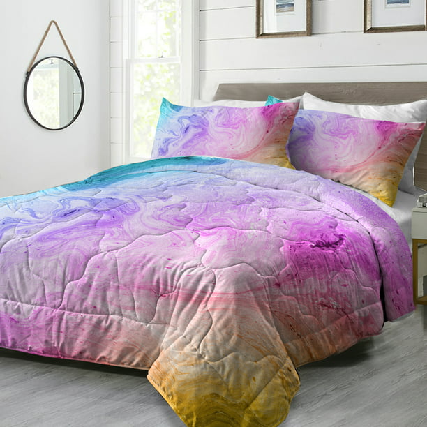 Arightex 3 Pieces Tie Dye Bedding Comforter Set with Pillow Cases ...