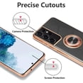 thumbnail image 5 of Electroplated Magnetic Ring Holder Case, 360 Degree with Rotation Metal Finger Ring Holder Magnet Car Holder Soft Silicone Shockproof Cover for Samsung Galaxy S22 Ultra 5G - Black, 5 of 7