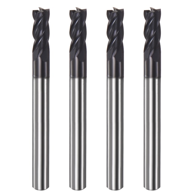 4uds Cuadrado Extremo Molinos 3/16" Corte Diámetro HRC 60 4 Flautas AlTiN Recubrimiento Tungsteno Acero Carburo fresadora taladro para Endurecidos Aceros