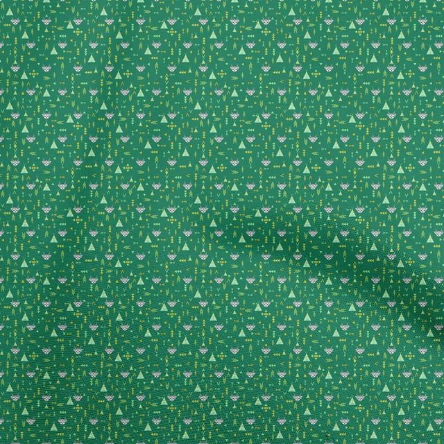 oneOone Georgette Viscose Green Fabric Tribal Craft Projects Decor Fabric Printed By The Yard 42 Inch Wide