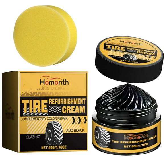 Homonth Tire Refurbishment Cream 50g Black Glazing for Tire Color Repair, Durable Shine & Protection, Easy Application